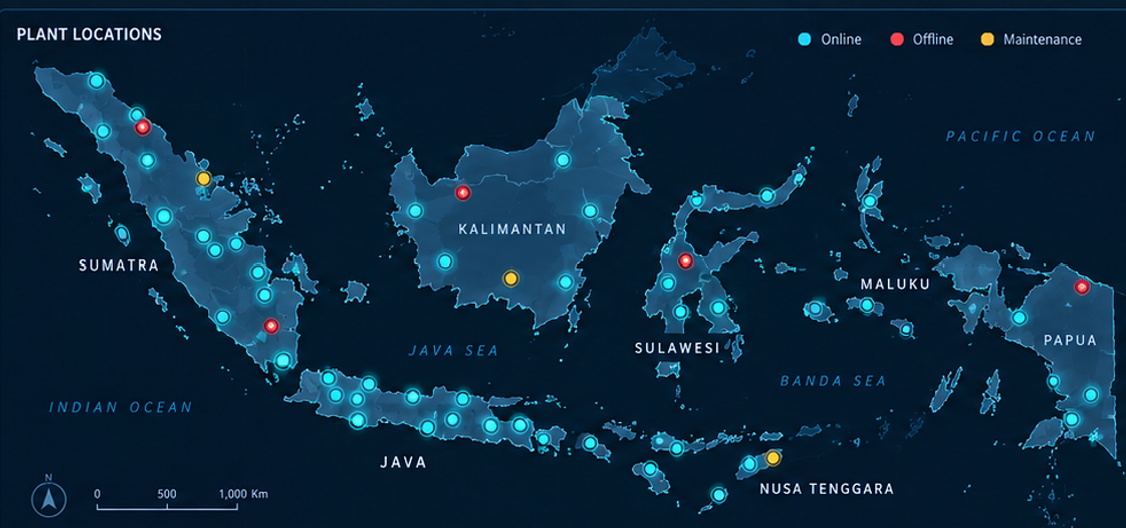 Indonesia PLTD national map